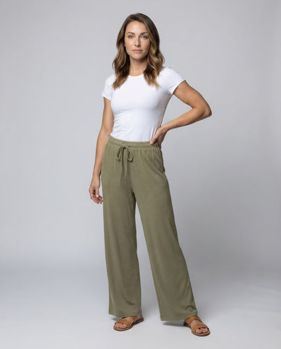 Damen Jersey Palazzo Hose Tunnelzug