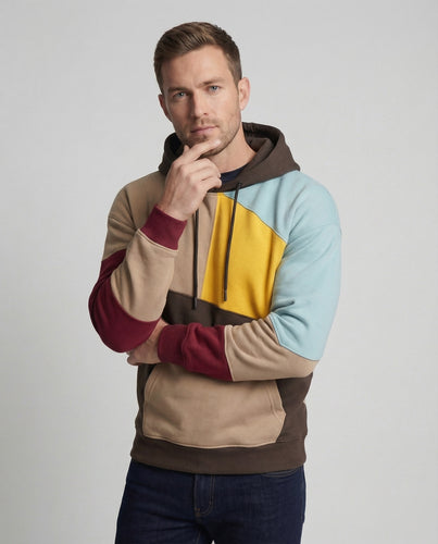 Unisex Vanguard Hoodie – Color-Block, Kapuze & Kängurutasche, Loose Fit | R&B