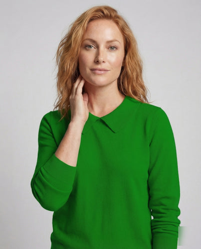 Damen Strickpullover mit Peter Pan Kragen & Lockere Passform | EB