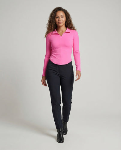 Damen Longsleeve Reißverschluss Polo