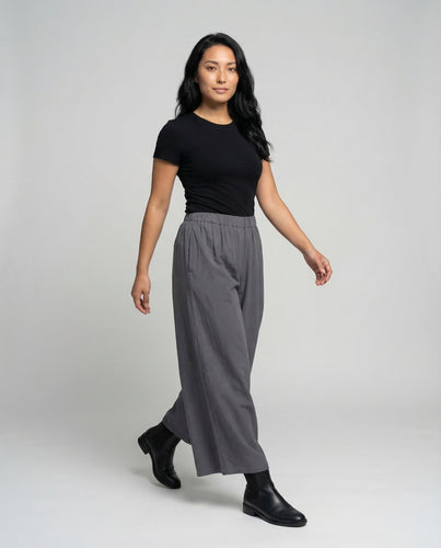 Damen Culotte Hose Gekreppt