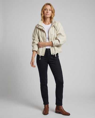 Damen Kunstlederjacke Oversize Kurz