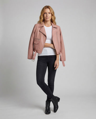 Damen Bikerjacke Vegan Leder Kurz