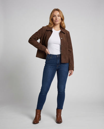 Damen Veloursjacke Kurz Weit
