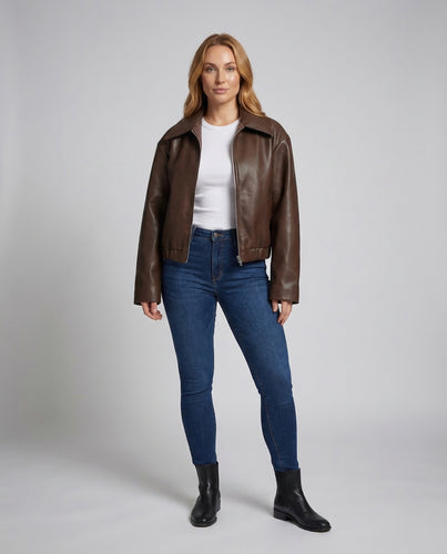 Damen Kunstlederjacke Oversize