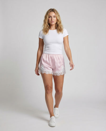 Damen Schlafshorts Satin Spitze