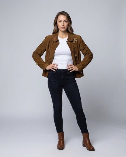 Damen Veloursjacke Strass
