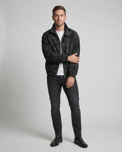 Herren Bomberjacke Veloursleder Optik