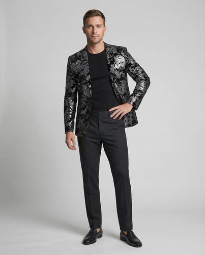 Herren Samt Sakko Paisley