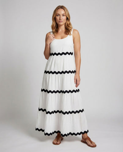 Damen Maxikleid Ärmellos Print