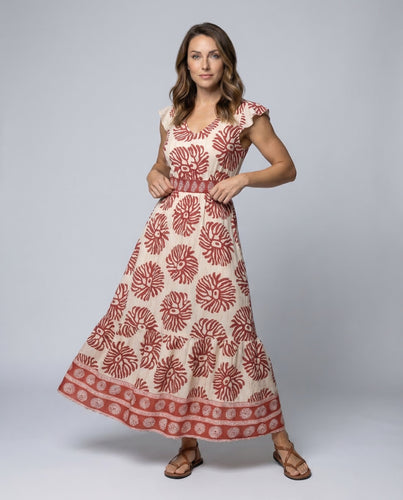 Damen Boho Maxikleid Stufen