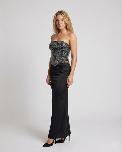 Damen Satin Corsagenkleid