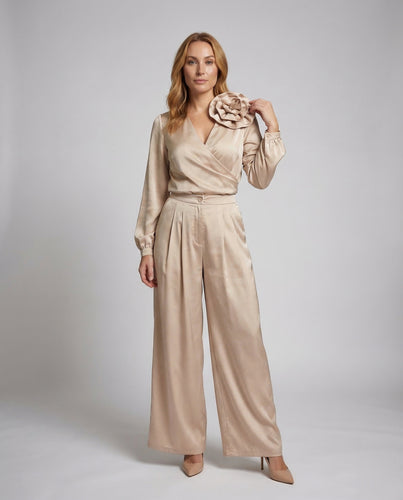Damen Satin Zweiteiler Elegant
