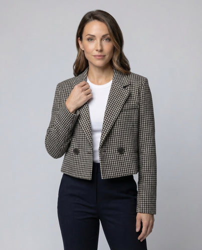 Damen Blazer Kurz Hahnentritt