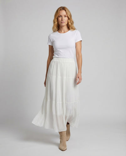 Damen Plisseerock Maxi Stufen