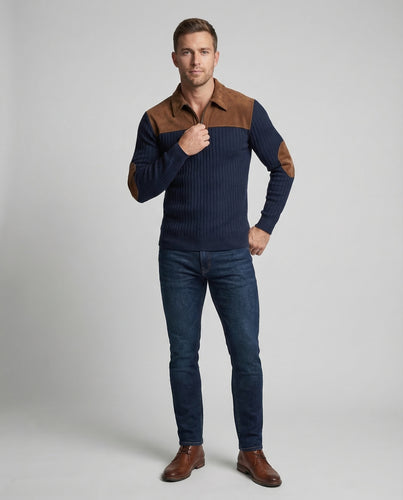 Herren Strickpullover Halbzip
