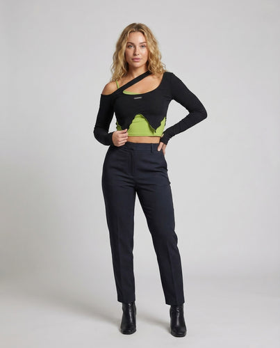 Damen Crop Top Asymmetrisch