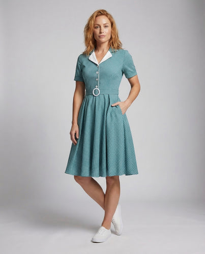 Damen Swingkleid Karo Retro