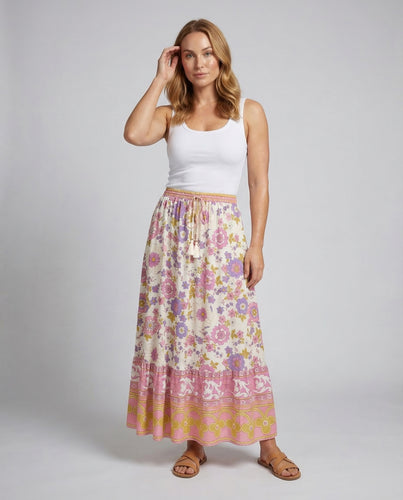 Damen Midirock Boho Print