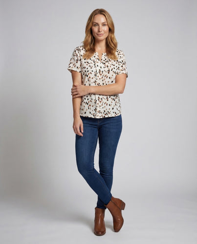 Damen Kurzarmbluse Print