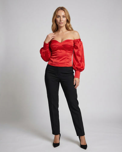 Damen Bustier Top Ballonärmel