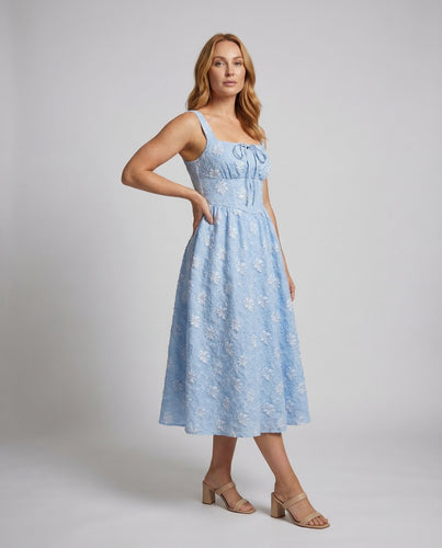 Damen Jacquard Midikleid Korsage
