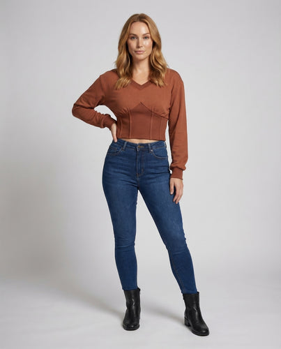 Damen Sweatshirt Korsage