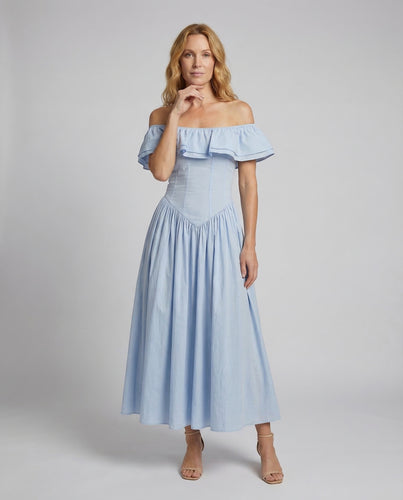 Damen Carmen Kleid Volantärmel