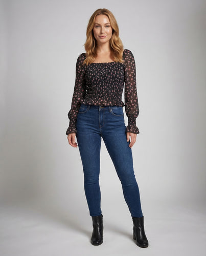 Damen Crop Top Puffärmel