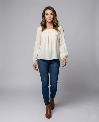 Damen Viskosebluse Ballonärmel