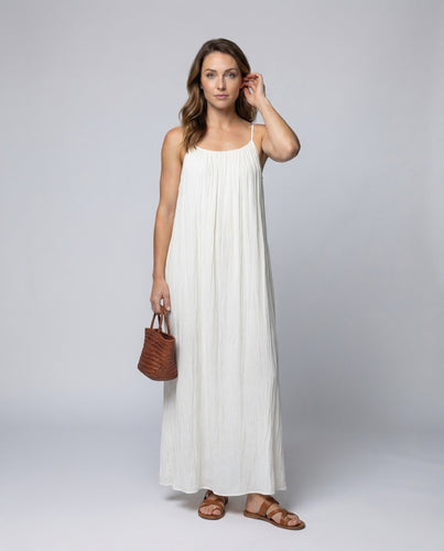 Damen Plissee Maxikleid Spaghettiträger