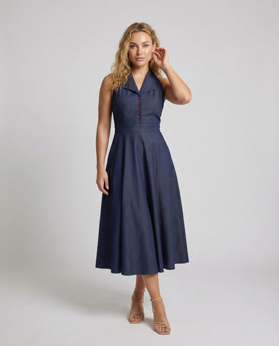 Damen Midikleid Reverskragen