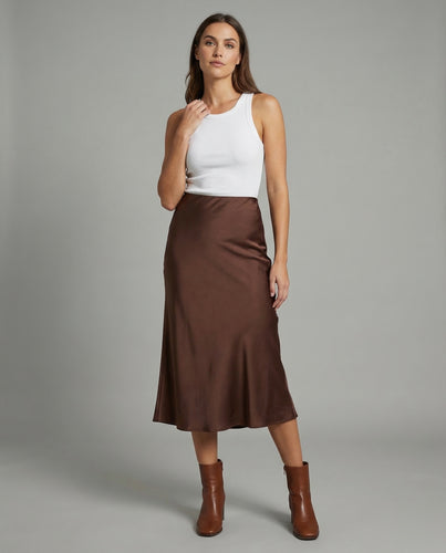 Damen Satin Maxirock Trompete