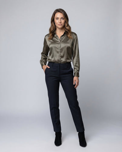 Damen Satin Hemdbluse Kurz