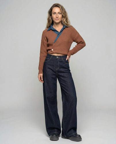 Damen Culotte Jeans High Waist
