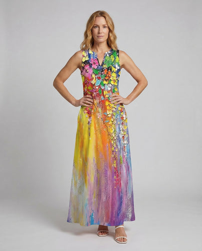 Damen Maxikleid Print A Linie