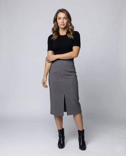 Damen Bleistift Midirock Kellerfalte