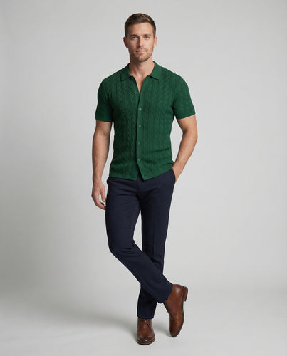 Herren Strickhemd Kurzarm