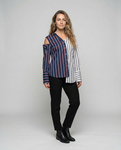 Damen Asymmetrische Weite Hemdbluse