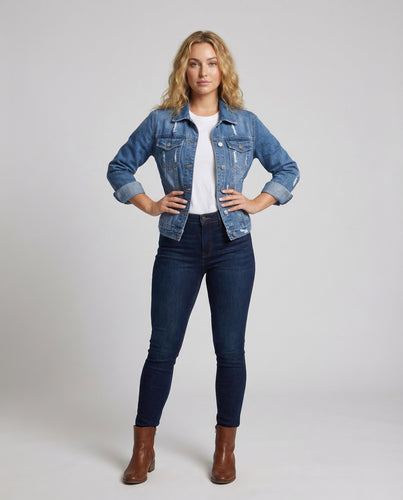 Damen Denim-Hemdenjacke 3/4-Arm