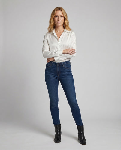 Damen Elegante Satinbluse Hemdkragen