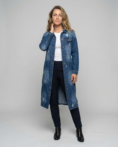 Damen Jeansmidikleid Rissdetails