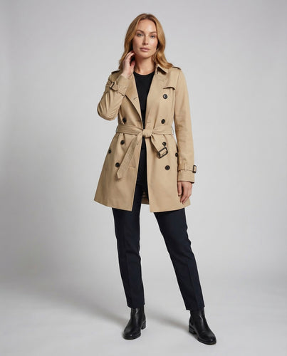 Damen Kurze Trenchjacke Bindegürtel