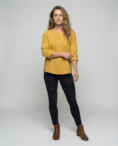 Damen Lässige Midibluse Brustplissee