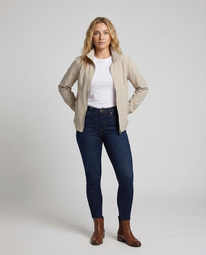 Damen Legerer Kurzblouson Stehkragen