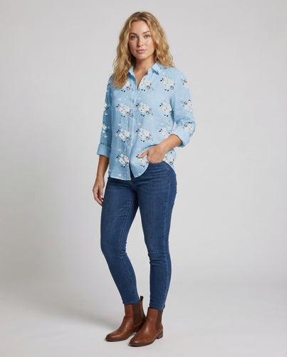 Damen Baumwollmisch-Bluse Floraler Print