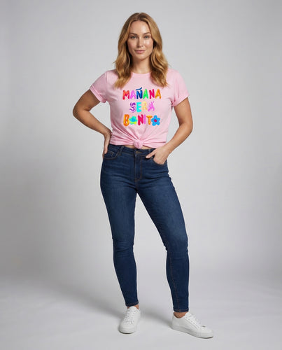 Damen Baumwoll-T-Shirt Slogan-Print