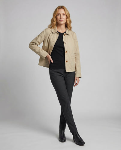 Damen Taillierte Kurzjacke Hemdkragen