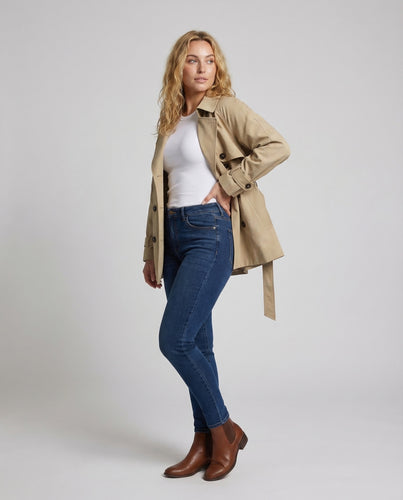 Damen Kurzer Trenchcoat Taillengürtel