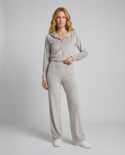 Damen Samt-Loungewear-Set Weites Bein